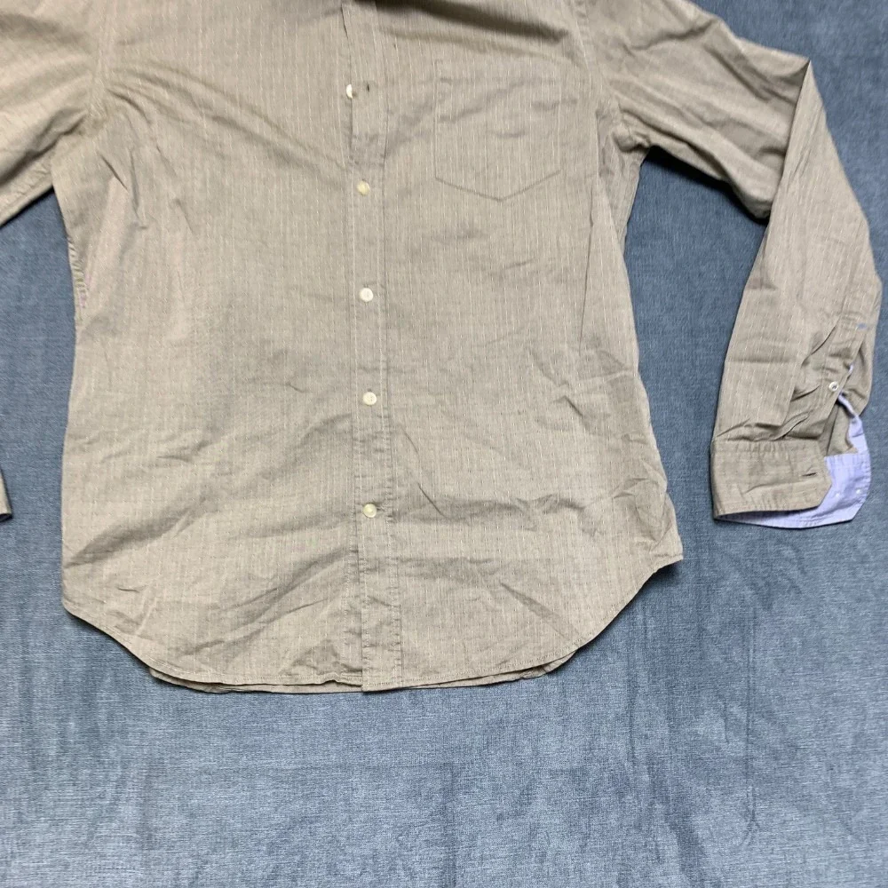 Banana Republic Flannel Shirt Mens Large Green Custom Wash Button-Down Grant Fit